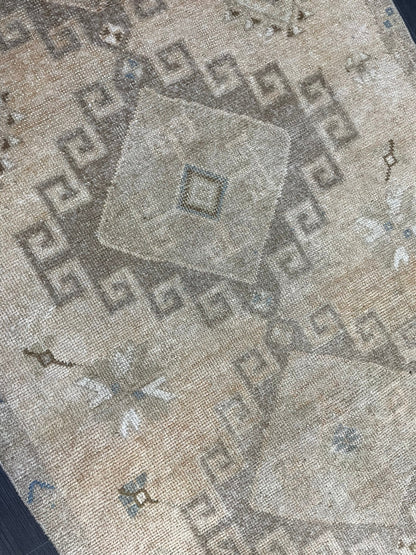 Muted Oushak Runner Rug, Muted Vintage 4.2 x 10.9 Runner Rug, Hallway Runner Rug, Kitchen Runner Rug Wool Runner Rug, Handmade Runner Rug
