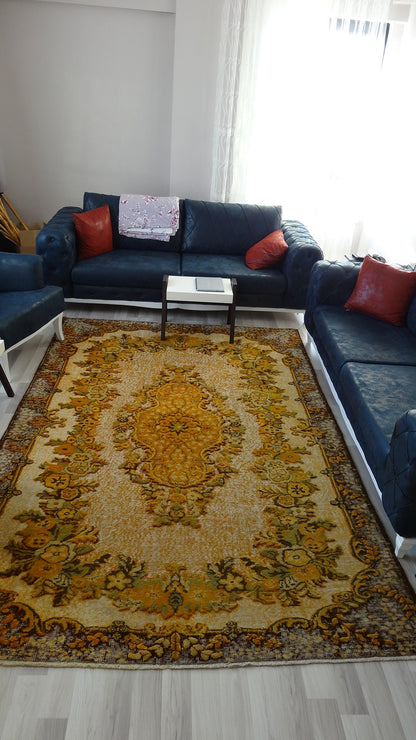 LARGE AREA RUG, Vintage Oriental Oushak Rug , Vintage  Rugs, Turkish Rug, Oushak Rug, vintage Rug, Wool Rug