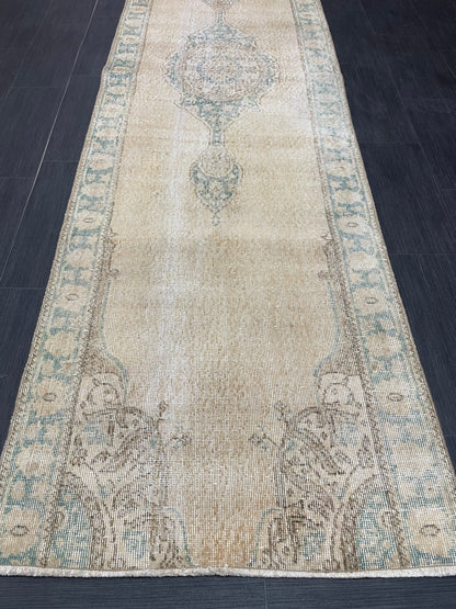 Muted Oushak Runner 2.9 x 11 Rug Distressed Turkish Runner Rug Vintage Runner Rug Hallway Runner Rug Kitchen Runner Rug Wool Runner