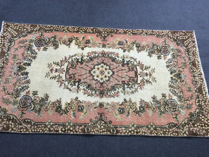 Vintage Pink Rug,4x7  Turkish Rugs Bohemian Rug, Wool Oushak Rug, Pink Oushak Rug,Hand woven Rug,Weaving Rug