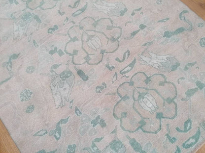 Vintage rug, green oushak rug  4'6x7'2 living room rug