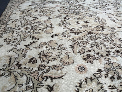 10 x 6.4  Floral Rugs, Hand Made Rug, Oushak Rug, Rustic Rug, Bohemian Rug, Muted Rug , Turkish Rug, Farmhouse Rug, Vintage Rug, Wool rug