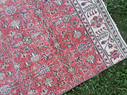 Vintage rug, turkısh vıntage rug, hand made anatolian rug 4x5'5 feet, wool rug