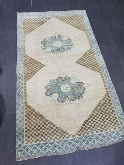 Antique Rug, Vintage 3.3 x 5.8 Rug, Turkish Wool Rug, Oushak Rug, Fine Knotted Rug, Hand Knotted Rug, Persian Rug, Handmade Rug