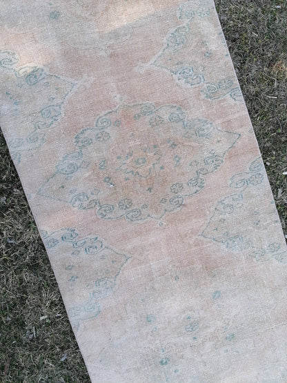2'9x23'6 oushak turkish runner rug, vintage turkish runner rug, hallway hand made wool rug, kitchen runner rug