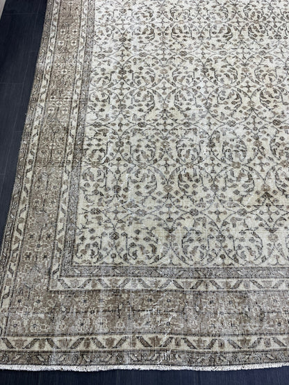 NEUTRAL Handmade Rug, NATURAL Vintage Turkish 8 x 11.3 Rug, Handmade Rugs, Oushak Rug, Turkish Oushak Rug, Hand Knotted Rug Distressed Rug