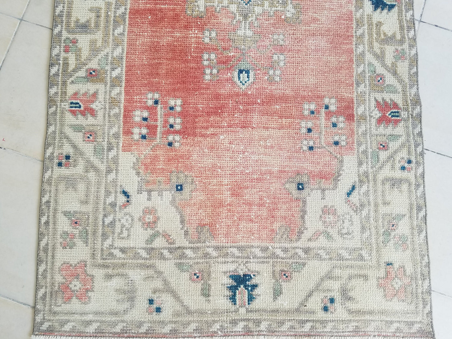 6'3x3'2 handmade vintage rug,wool area rug,