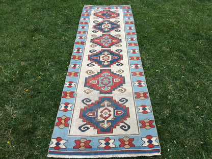 BLUE oushak Rug Turkish Runner Rug 8.4 x 2.7 Runner Rug Vintage Runner RugsOushak  Runner Rug Earth Tones Rugs Rustic Runner Rug