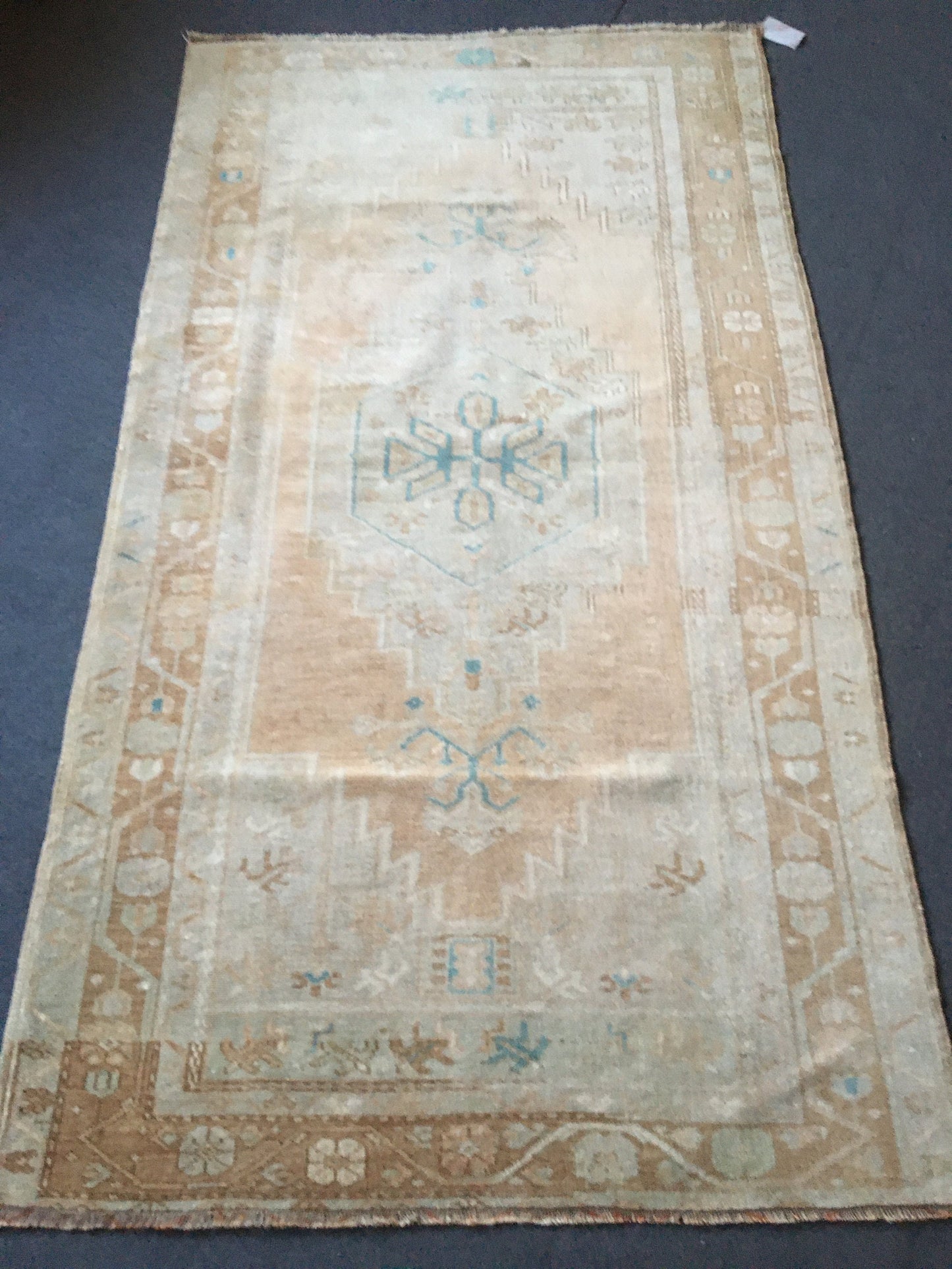 3.4x6.2 feet natural wool large rug, turkish kitchen area rug, oushak bedroom rug, hallway middle floor rug, brown muted bathroom floor rugs