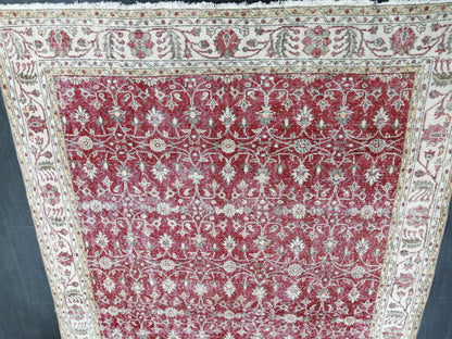 6.8 x 10 TURKISH HAND MADE Rugs   Vintage Turkish Rugs   Oushak Rug   Traditional Rug, Oriental Oushak Rug, Vintage Floral Rug Red Wool Rug