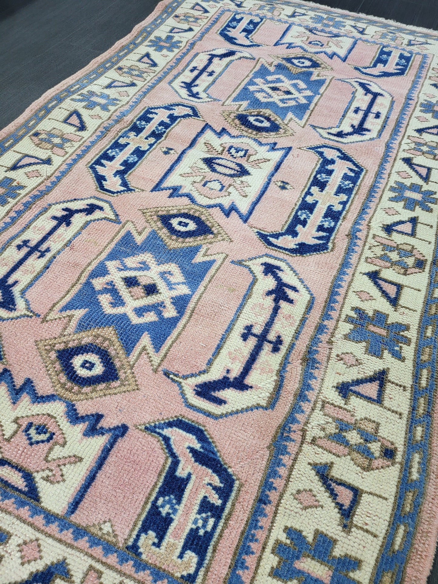 3x5 Vintage Rug,  TURKISH HANDMADE Rug, Vintage Turkish Rug, Oushak Rug, Turkish Oushak Rug, Vintage Handknotted Rug, Wool Rug