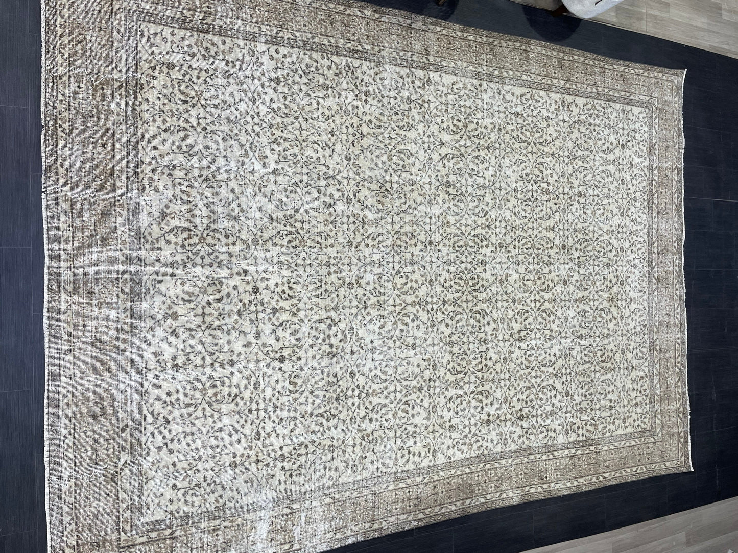 NEUTRAL Handmade Rug, NATURAL Vintage Turkish 8 x 11.3 Rug, Handmade Rugs, Oushak Rug, Turkish Oushak Rug, Hand Knotted Rug Distressed Rug