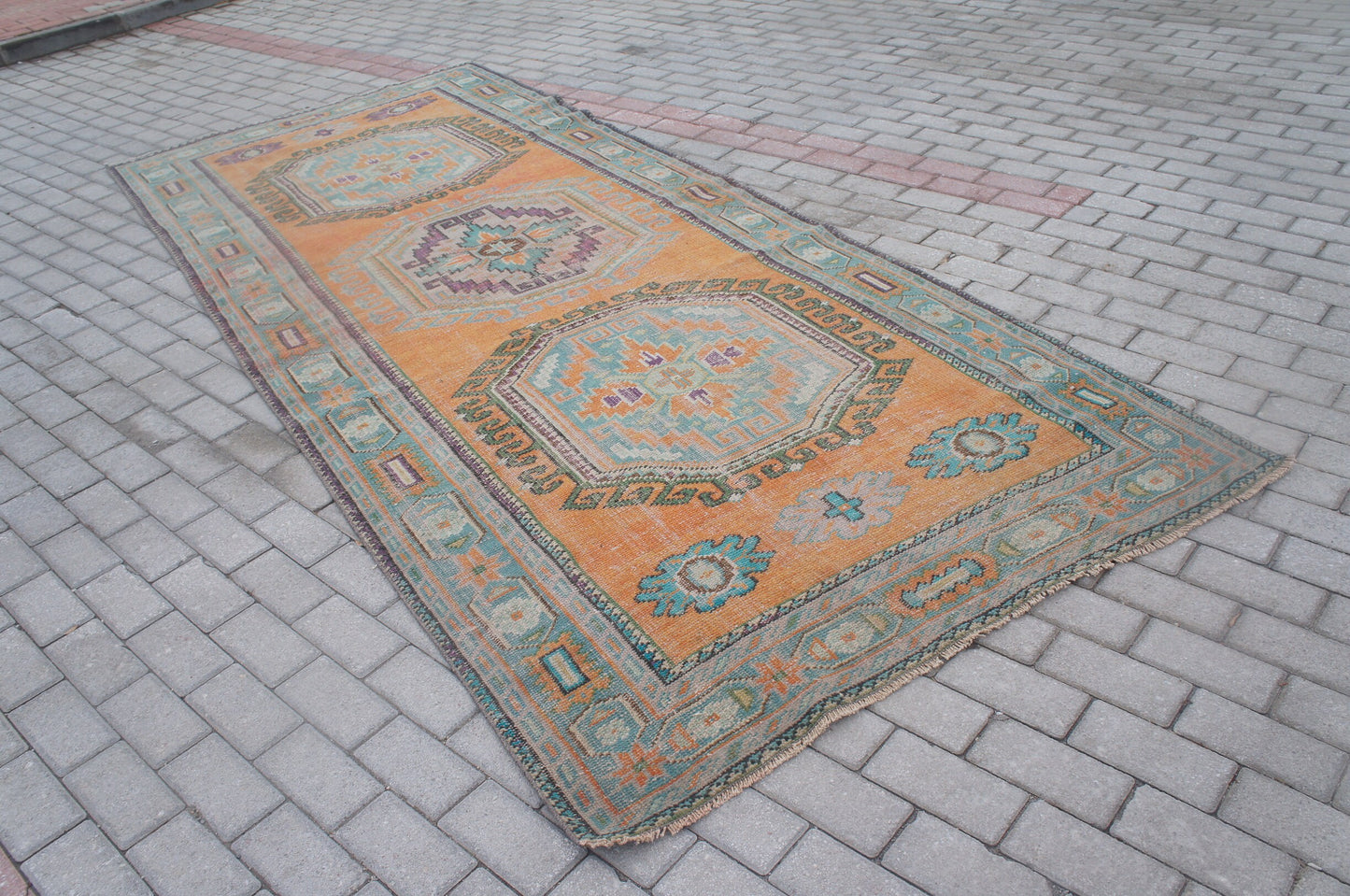 4.7 x 11.5 Vintage Runner Rug Turkish Runner Rug Oushak Runner rug  Rustic Runner Rug  Vintage Turkish Runner Oriental Runner