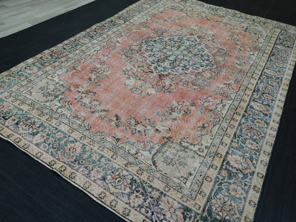 TURKISH RUG 6.4 x 9.6 Oushak Rug Vintage Oushak Rug Vintage  Rug Wool Oushak Rug Hand Made Rug VintagePersian Rug  Vintageturkish_rug