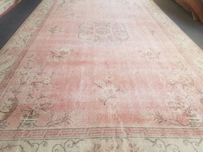 10'9x6'10 large oushak vintage rug,vintage oushak rug,large area rug