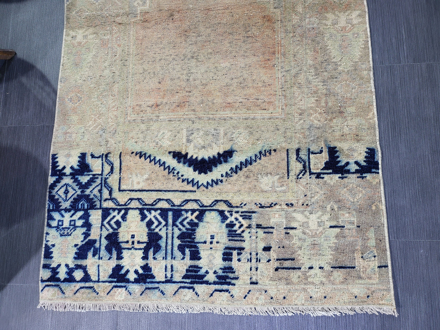 Handmade 3.2 x 6 Rug, Oushak Rug, Rustic Rug, primitive Rug, Fun Rug, Turkish Rug, Farmhouse Rug, Vintage Rug, Wool rug