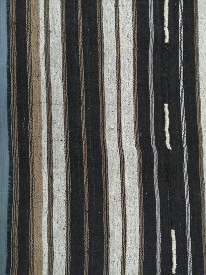 8 x 12.2 Neutral Turkish Flat woven Rug, No Dye Flatweave Carpet , Stripped Flatweaving, Rustic Rug, Farmhouse Rug, Dark Oushak 8x12 rug