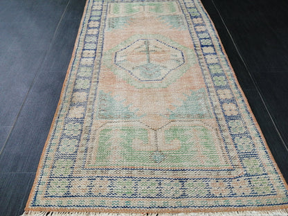 4.8 x 2.5 Muted Rugs, Distressed Hand Made Rug, Oushak Rug, Rustic Rug, Boho Rug, Turkish Rug, Farmhouse Rug, Vintage Rug, Wool rug