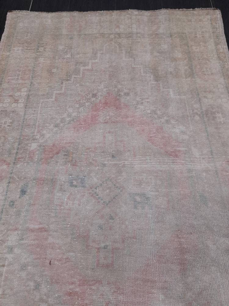 Muted Turkish Muted 3.5 x 6.4 Oriental Rug Large Area Rug Distressed Vintage Rug store Oushak Rug  Muted Rug Hand Knotted Rug