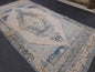 Vintage RUG 4.2 x 5 Turkish Oushak Rug Antique Rug Vintage Blue Wool Muted Oriental Rug Hand Made Rug Hand Knotted Turkish Rug Oriental Fun