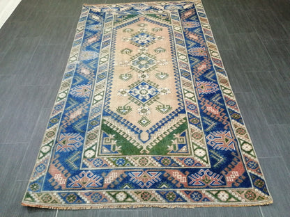 7 x 4 Blue Rugs, Hand Made Rug, Navy Oushak Rug, Rustic Rug, Bohemian Rug, Rug Runner, Turkish Rug, Farmhouse Rug, Vintage Rug, Wool rug