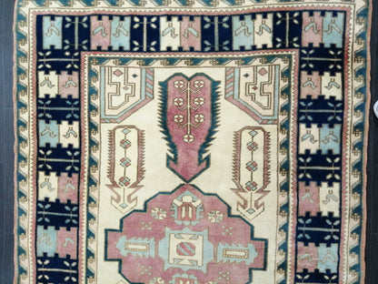 OUSHAK RUG Vintage 6.7 x 4.4 Oriental Rug High Pile Rug TURKISH Oushak Rug Vintage Wool Oushak Rug Hand Made Rugs Vintage Turkish Rug