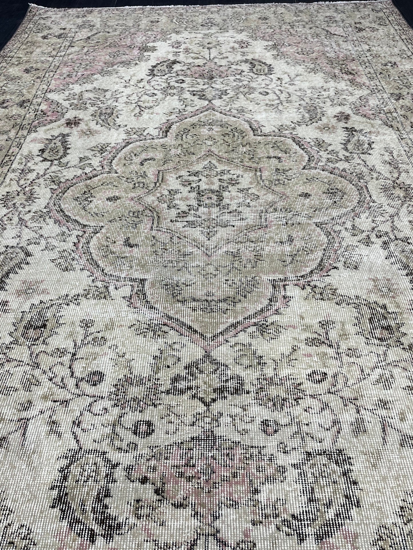 Large Handmade 6.2 x 9.7 RUG TURKISH Oushak Rug Vintage Hand Knotted Muted Rug Distressed Rug Persian Rugs Vintage Turkish Rug Oriental Rug