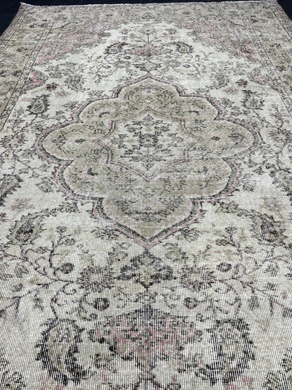 Large Handmade 6.2 x 9.7 RUG TURKISH Oushak Rug Vintage Hand Knotted Muted Rug Distressed Rug Persian Rugs Vintage Turkish Rug Oriental Rug