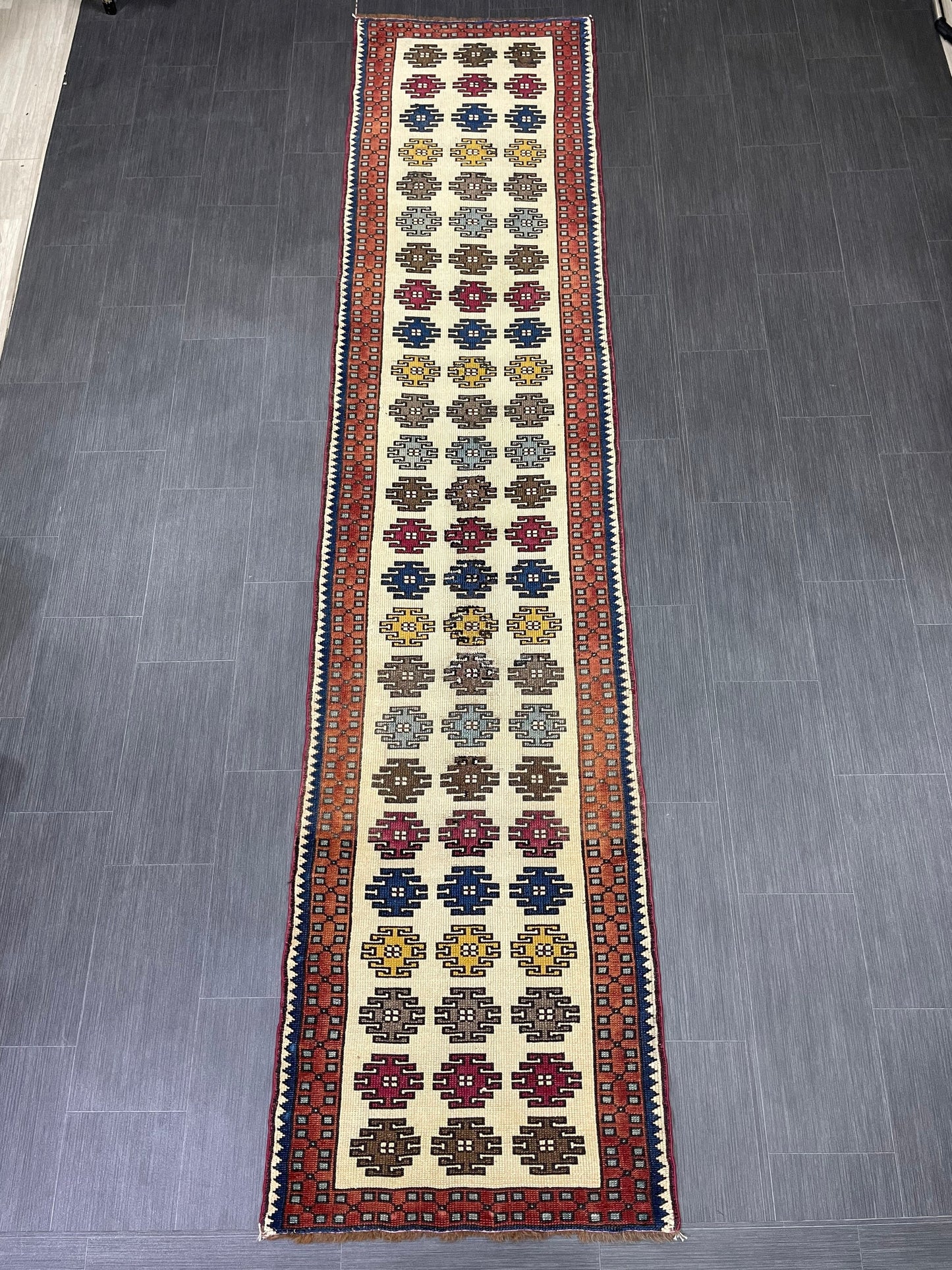 Vintage Runner Rug 2.6 x 11.5, Turkish Runner Rug, Handmade Runner Rug,Hallway Runner Kitchen Runner Rug Wool Runner Rug Oriental Runner Rug