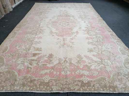 Large turkısh vıntage rug 9'4x5'6 vıntage oushak rug, anatolıa wool rug, kıtchen hand mede rug