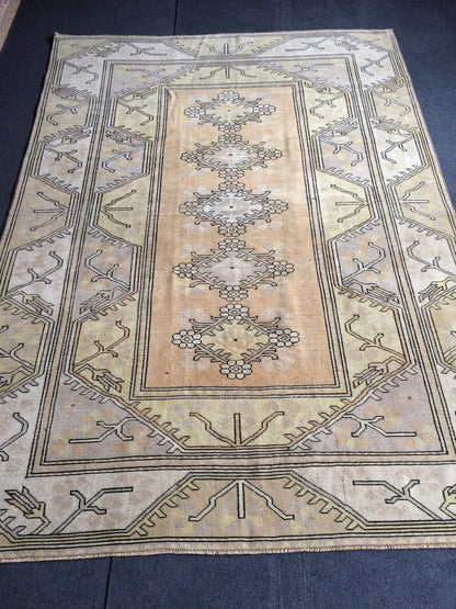 6.2 x 8.8 TURKISH RUG Oushak Rug Vintage Rug Wool Rug Hand Knotted Rug Hand Made Rug