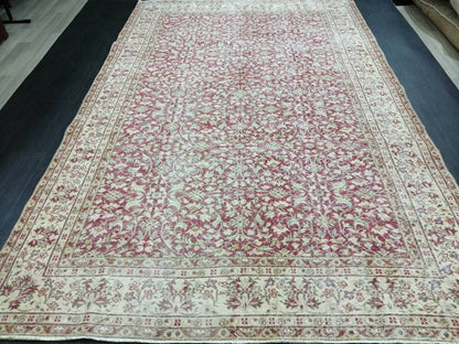 Vintage Turkish Rug 6.6 x 10. 3 Muted Oushak Rug Muted Vintage  Rug Wool Oushak Rug Hand Made Rugs Vintage 7x10 Turkish Rug