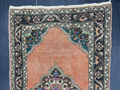 Hand Knotted Rug 4 x 7.2 Handmade Rug Muted Vintage Oushak Rug Wool Oriental Rug Hand Made Rugs Vintage Turkish Rug Muted Persian Wool Rug