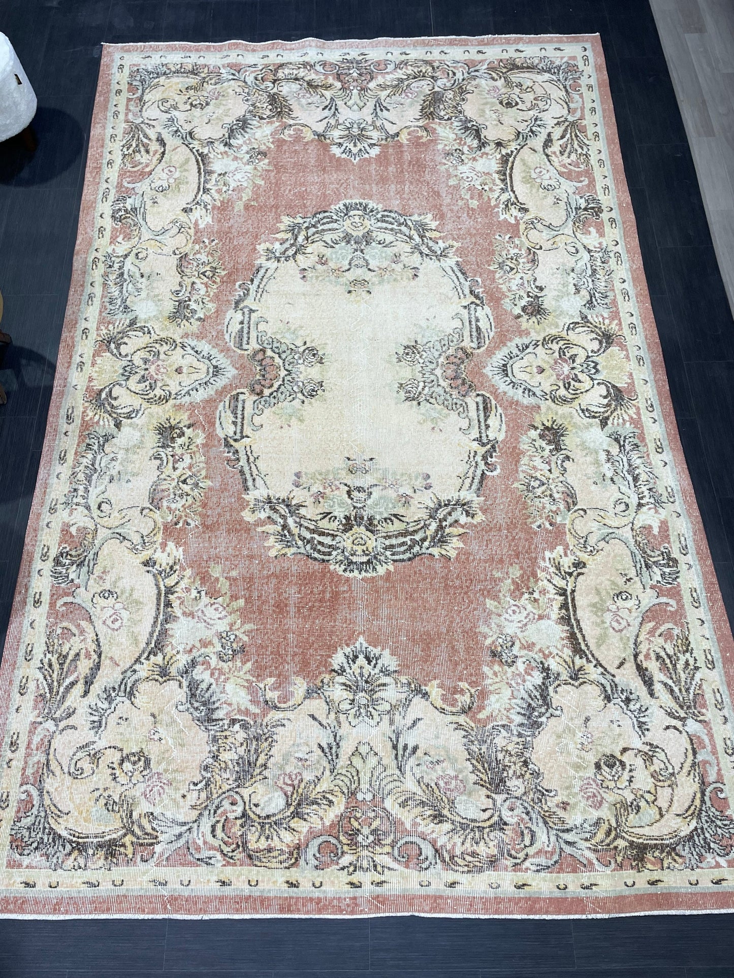 Persian Rug, Muted Vintage 7x11 Rug , Muted Oushak Rug, Rustic Rug, Turkish Rug, Farmhouse Rug, Wool rug