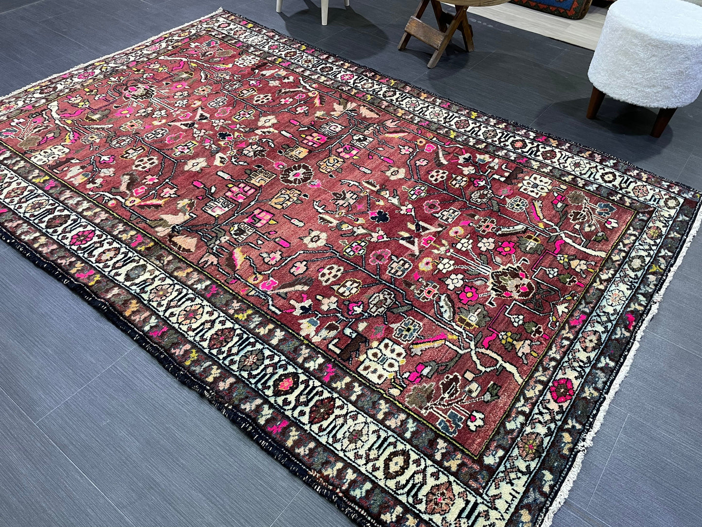 Persian RUG, Fine Hand Knotted 4.6 x 6.9 Rug, Turkish Vintage Oriental Rug, Vintage Rug, Fine Knotted Antique Rug, Wool Living room Rug,