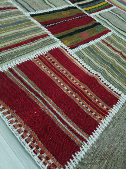 Hand Made Patchwork  Rug, Oushak Rug, Rustic Rug, Bohemian Rug, Rug Runner, Turkish Rug, Farmhouse Rug, Vintage Rug, Wool rug