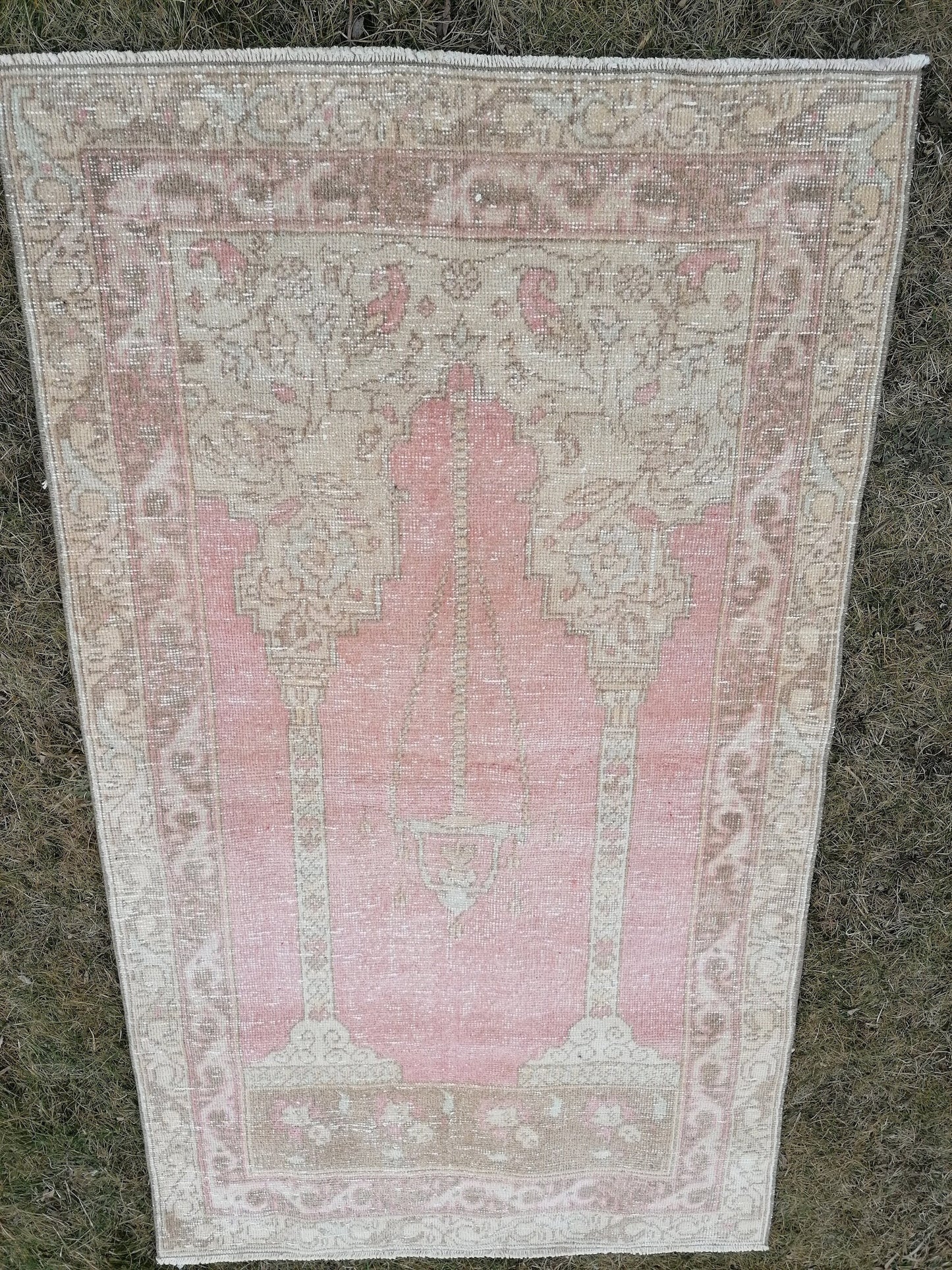 Turkish oushak wool rug, 3'2x5'7 vintage rug, vintage  hand made rug kitchen rug bohemian rug