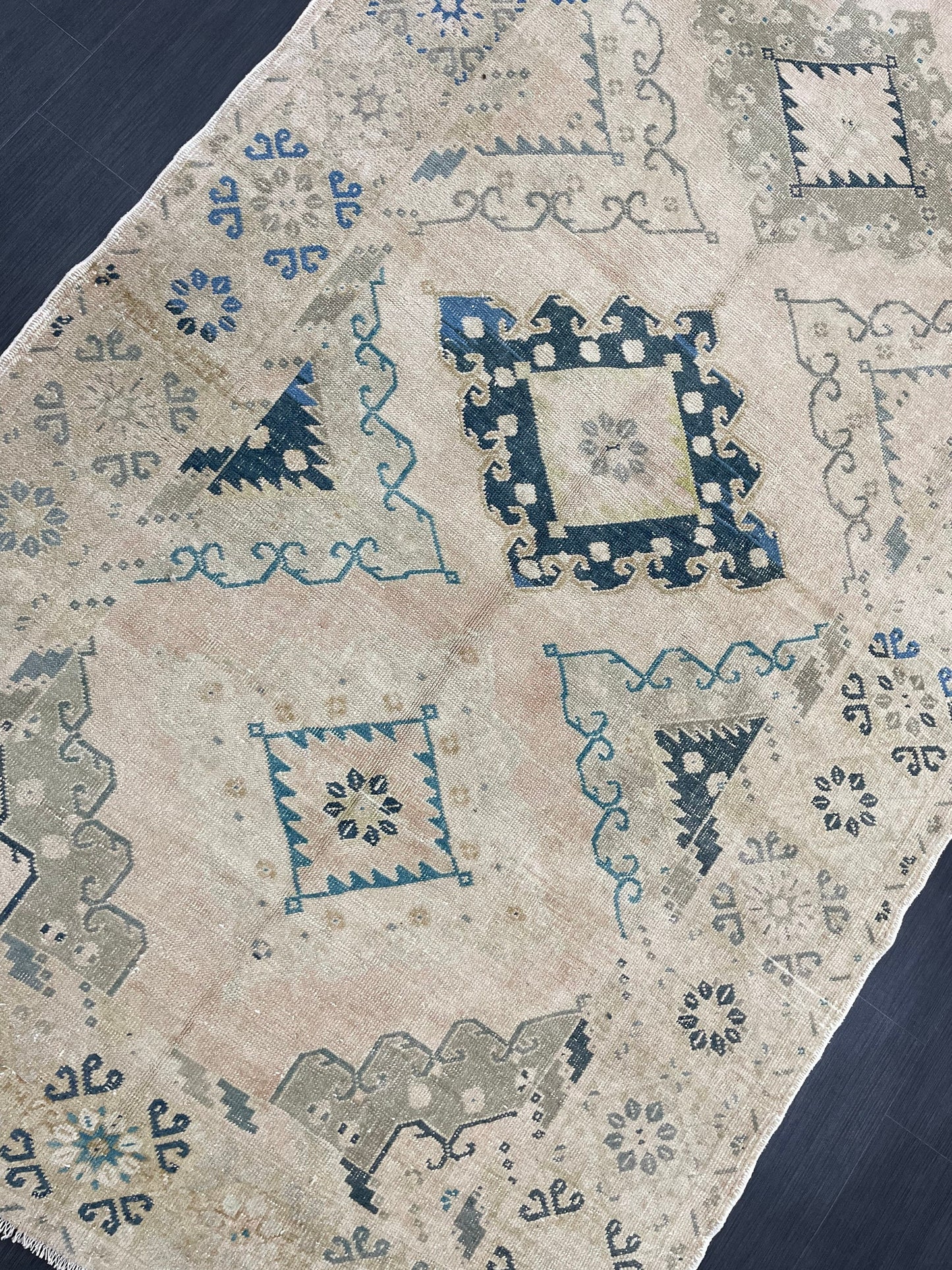 Muted Oushak Runner 5 x 13.3 Rug Turkish Runner Rug Faded Vintage Runner Rug Hallway Runner Rug Neutral Kitchen Runner Rug Wool Runner Rug