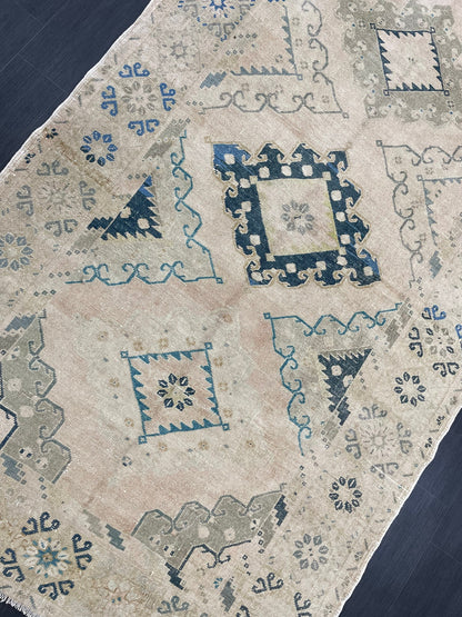 Muted Oushak Runner 5 x 13.3 Rug Turkish Runner Rug Faded Vintage Runner Rug Hallway Runner Rug Neutral Kitchen Runner Rug Wool Runner Rug
