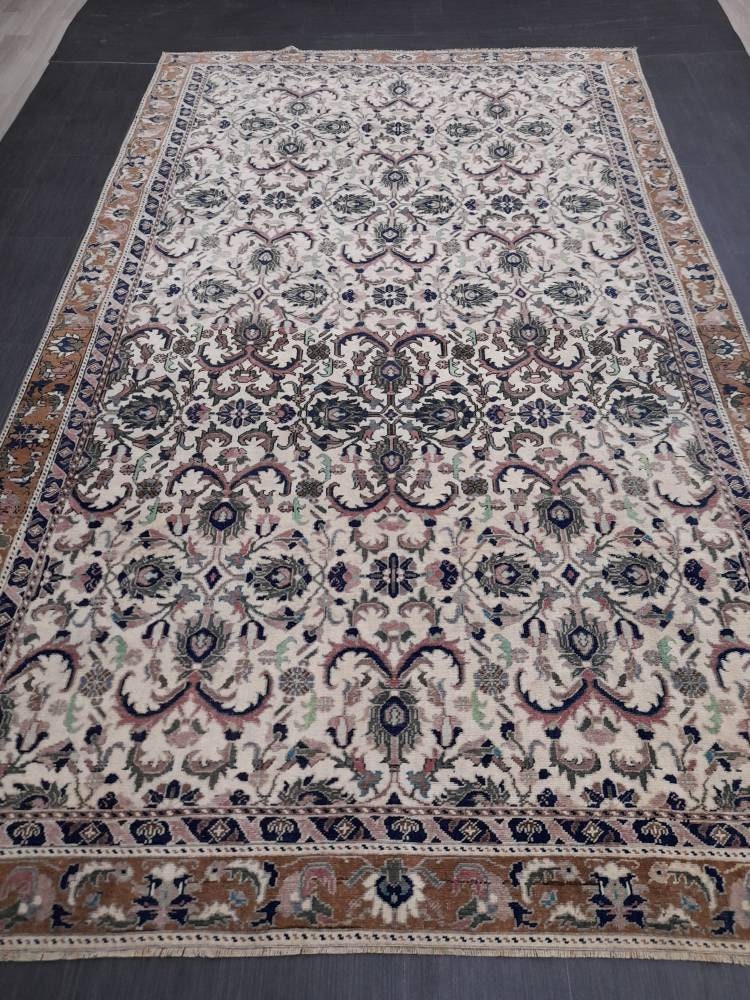 Vintage Oriental RUG 6.3 x 10.8 Oushak Rug Persian Rug Navy Vintage Rug Fine Oushak Rugs Antique Turkish Rug Muted Turkish Rug