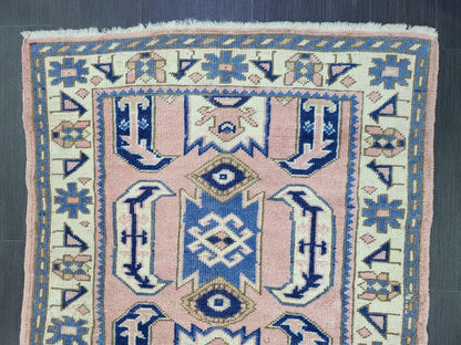 3x5 Vintage Rug,  TURKISH HANDMADE Rug, Vintage Turkish Rug, Oushak Rug, Turkish Oushak Rug, Vintage Handknotted Rug, Wool Rug