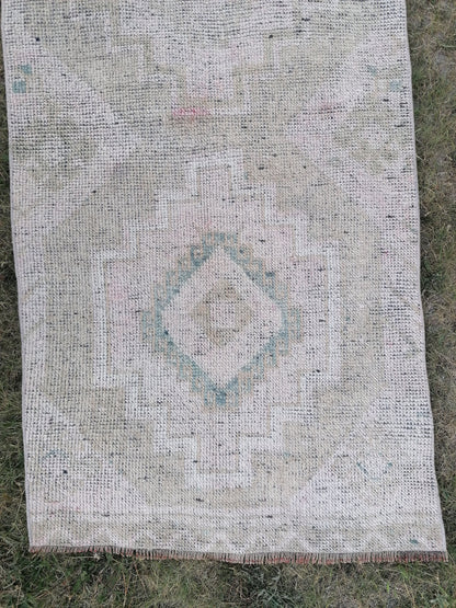 Pastel runner rug, vintage runner, anatolian wool runner,hallway runner, hand made runner 10'6x2'8 feet