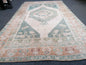 Vıntage rug 5'5x8'9 turkish vıntage rug, oushak large rug, hand made wool rug, area rug, bohemian rug, living room rug