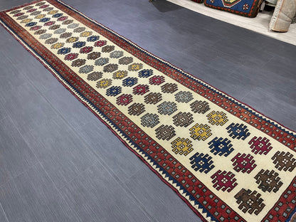 Vintage Runner Rug 2.6 x 11.5, Turkish Runner Rug, Handmade Runner Rug,Hallway Runner Kitchen Runner Rug Wool Runner Rug Oriental Runner Rug
