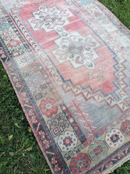Vintage turkish rug,oushak vintage rug,3.7x6.7 kitchen rug, vintage anatolian rug,unique hand made bohemian