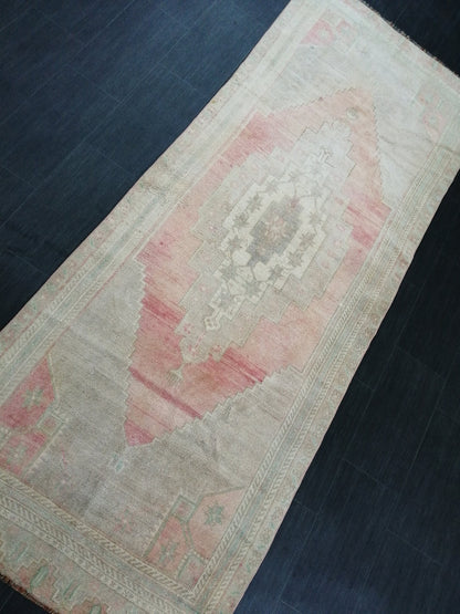 Muted Oushak Runner Rug Turkish Runner Rug Vintage Runner Rug Hallway Runner Rug Kitchen Runner Rug Wool Runner Rug Muted Wool Rug