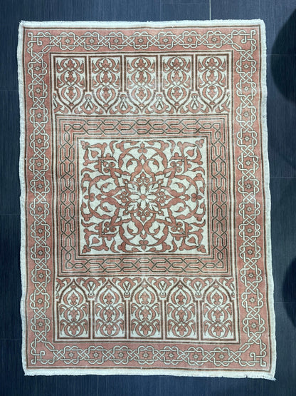 Antique Rug, Vintage 3.4 x 4.8 Rug, Turkish Wool Rug, Oushak Rug Fine Knotted Rug, Hand Knotted Rug, Persian Rug, Handmade Rug