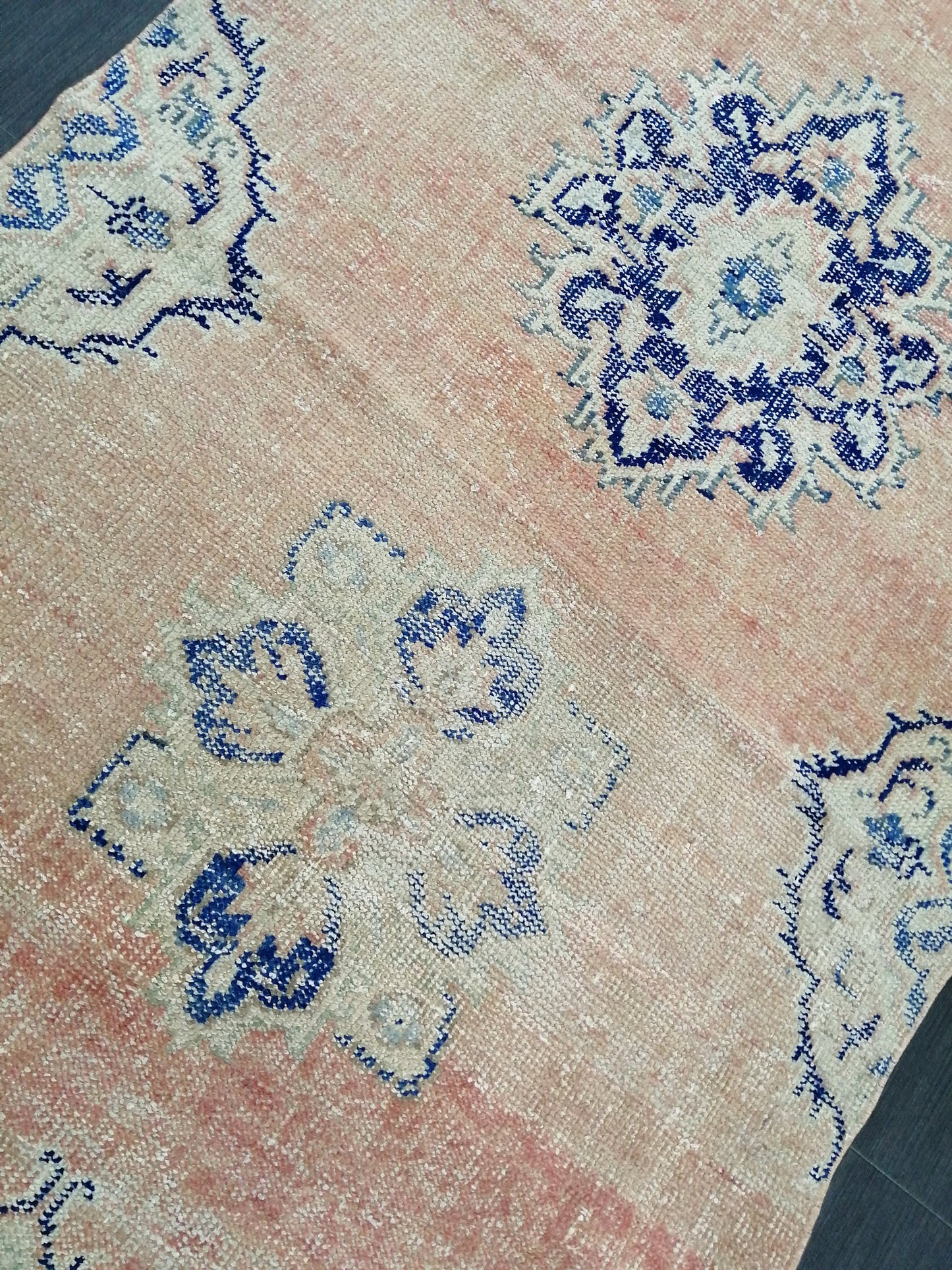 Distressed Oushak Runner Rug 12 x 3.4 Turkish Runner Rug Vintage Runner Rug Hallway Runner Rug Kitchen Runner Rug Wool Runner