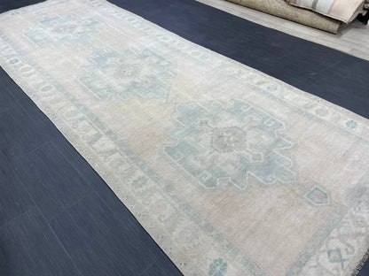 Muted Oushak Runner Rug 4.7 x 12.6 Turkish Runner Rug Muted Vintage Runner Rug Hallway Runner Rug Kitchen Runner Rug Wool Runner