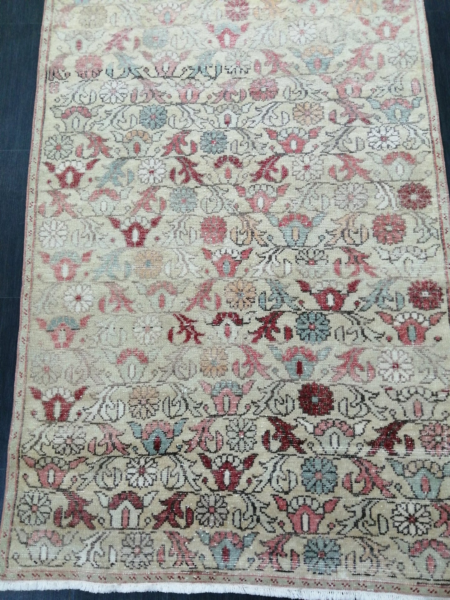 Floral Vintage Rug 4.3 x 9 OUSHAK RUG TURKISH Oushak Rug Vintage Wool Oushak Rug Hand Made Rugs Vintage Turkish Rug